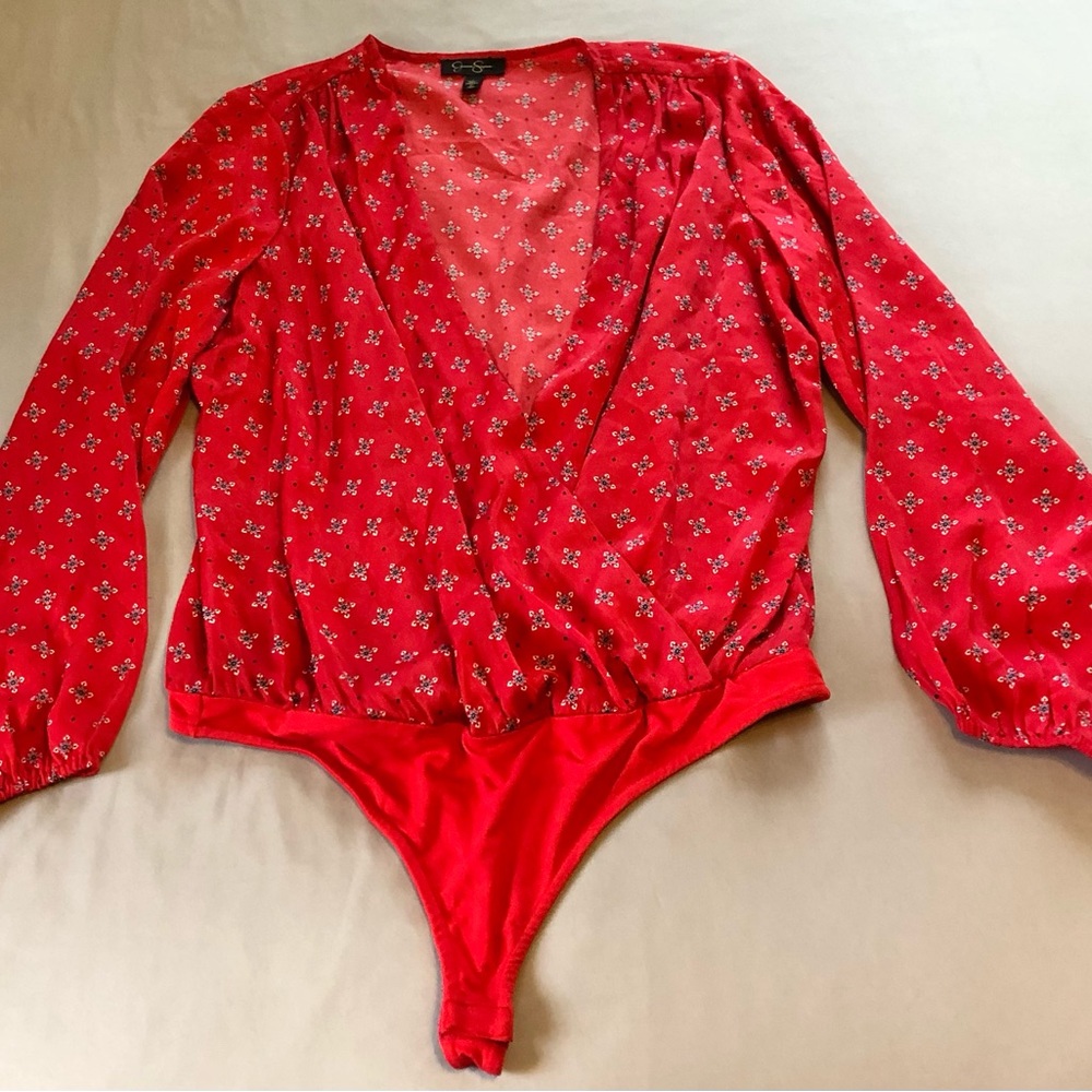 Jessica Simpson Wrap Red Bodysuit Top Size Large